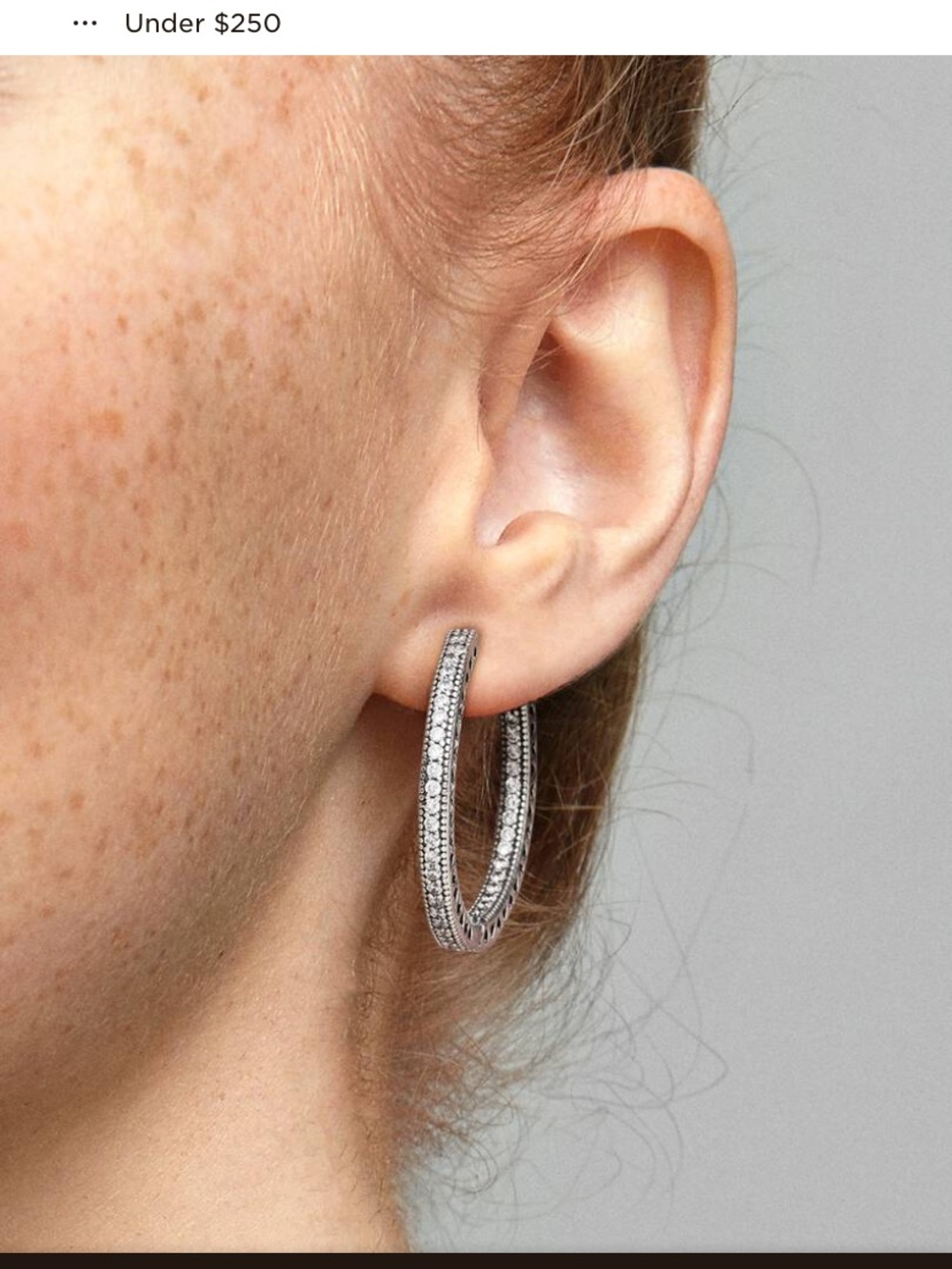 Pandora Sterling Silver Sparkle & Hearts Hoop Earrings